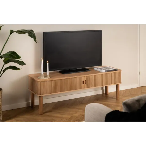 Meuble TV en chêne avec portes coulissantes L140 GAYNEL - HELLIN