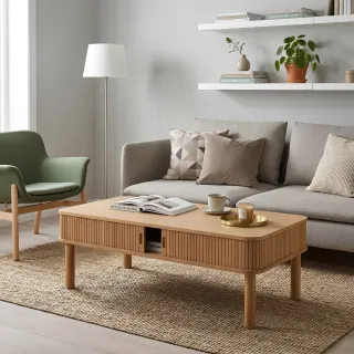 Table basse rectangulaire 3 niches de rangement L130 GAYNEL - HELLIN