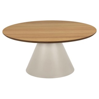 Table basse ronde en bois et métal grège D85 GIROLLE - HELLIn