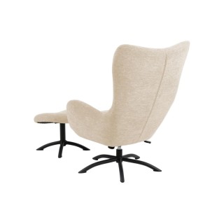 Fauteuil à oreilles pivotant avec repose-pieds en tissu BRISTOL - HELLIN