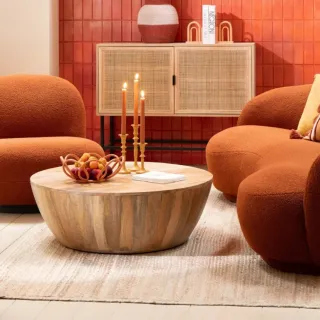 Table basse ronde en manguier naturel CAMILA - HELLIN