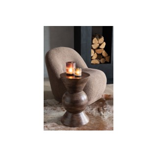 Table basse ronde en manguier brun SUGAR - HELLIN