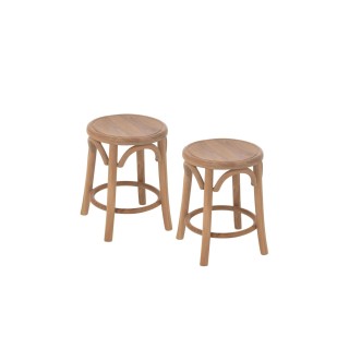 Tabourets retro en teck naturel lot de 2 frasi
