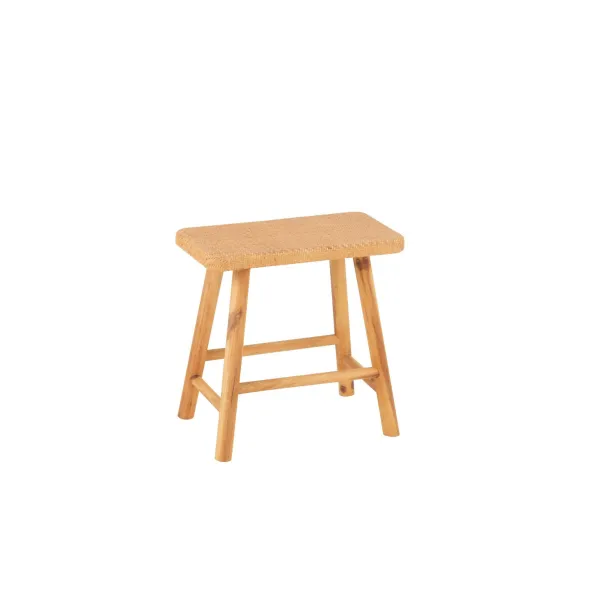 Tabourets en pin et rotin naturel (lot de 2) LAOS - HELLIN