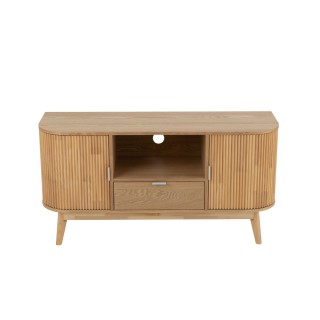 Meuble tv en bois naturel 2 portes 1 tiroir 1 niche origami