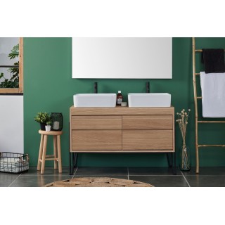 Meuble double vasque en bois L120 + 2 vasques BRIGHTON - HELLIN