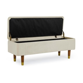 Banc coffre 2 places en velours et piétement en bois RIKA - HELLIN