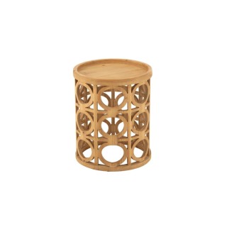 Bout de canape rond sculpte en bois cahuita