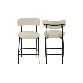 Chaises de bar en metal noir et bouclette lot de 2 gerda