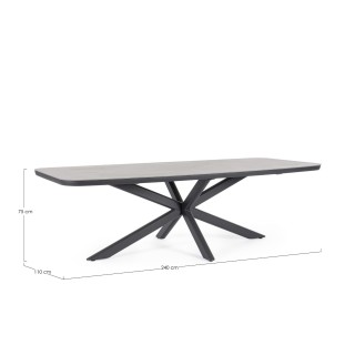 Table de jardin en pierre grise et métal L240 10 places ISAIAH - HELLIN