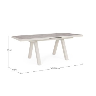 Table de jardin extensible en céramique gris cendré L163/203 6 à 8 personnes CENITZ - HELLIN