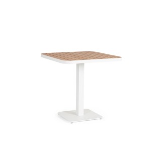 Table de jardin carree en metal blanc l78 2 personnes bavaro