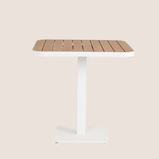 Table de jardin carrée en métal blanc L78 2 personnes BAVARO - HELLIN