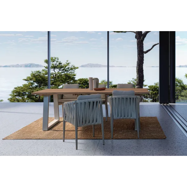 Table de jardin en teck et métal grège L240 8 à 10 places MYRTOS - HELLIN