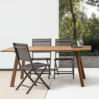 Table d'extérieur en acacia brun L180 6 à 8 personnes MARY CLIFF - HELLIN