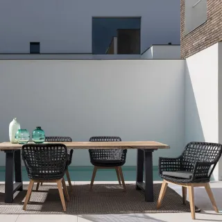 Table de jardin en teck et métal anthracite L240 10 places MATALA - HELLIN