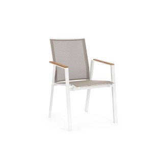 Chaises de jardin empilables en aluminium et accoudoirs en bois (lot de 4) KERVER - HELLIN