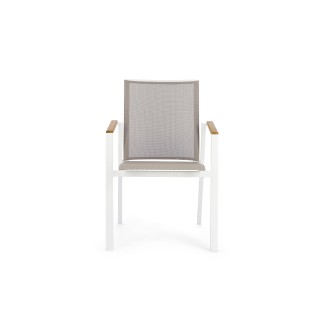 Chaises de jardin empilables en aluminium et accoudoirs en bois (lot de 4) KERVER - HELLIN