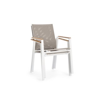 Chaises de jardin empilables en aluminium et accoudoirs en bois (lot de 4) KERVER - HELLIN