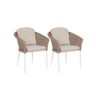 Fauteuils de jardin tresses et hydrofuges beiges lot de 2 avea