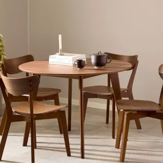 Table à manger ronde en bois D120 noyer 4/6 places LETA - HELLIN