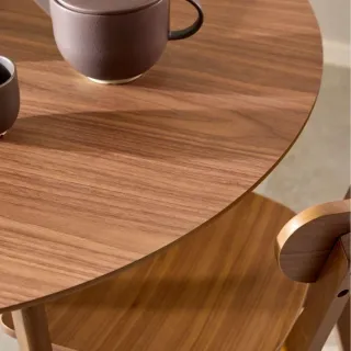 Table à manger ronde en bois D120 noyer 4/6 places LETA - HELLIN
