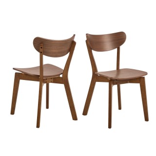 Chaise scandinave en bois finition noyer lot de 2 leta