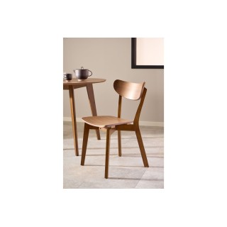 Table à manger ronde LETA en noyer avec 4 chaises | Hellin