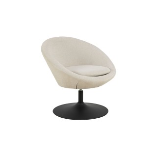 Fauteuil rond organique pivotant en tissu beige nael