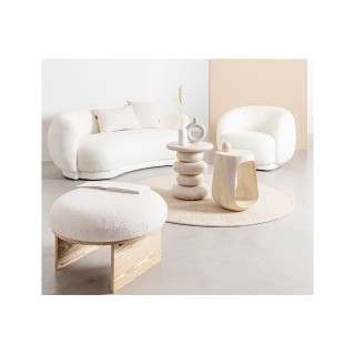 Fauteuil 1 place en tissu bouclette beige ELLA - HELLIN