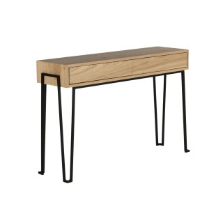Occasion console en bois et metal moderne 2 tiroirs brighton