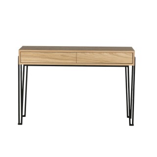 OCCASION Console en bois et métal dotée de 2 tiroirs push - Hellin