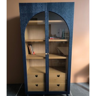 Occasion vitrine 2 portes et 4 tiroirs bois bleu josephine