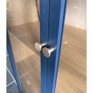 Vitrine vaisselier d'occasion 2 portes vitrées 4 tiroirs bois bleu JOSEPHINE - HELLIN
