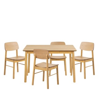 Table rectangulaire en chêne l120 4 chaises chêne izia