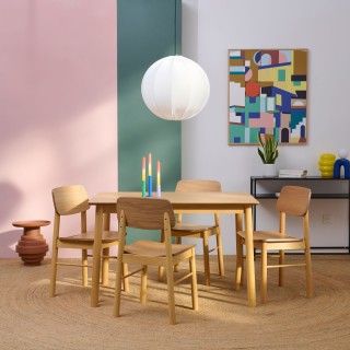 Table à manger rectangulaire en chêne + 4 chaises – IZIA | HELLIN