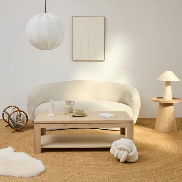 Canapé 3 places en tissu bouclette beige L191 ELLA - HELLIN