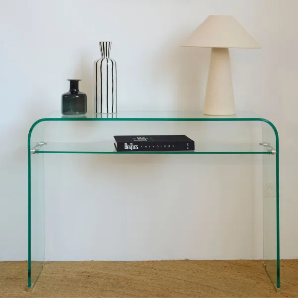 Console d'entrée design en verre à double plateau L110  IDORA - HELLIN