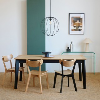 Chaise scandinave en bois naturel ou noir : lot de deux | Hellin
