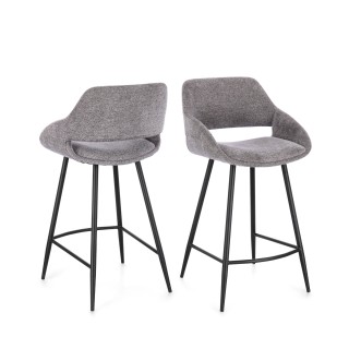 Tabourets de bar avec repose pieds en tissu lot de 2 turin