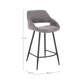 Tabourets de bar avec repose-pieds en tissu (lot de 2) TURIN - HELLIN