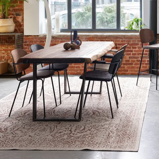 Chaises de salle à manger à accoudoirs bois et tissu (lot de 2) JADE - HELLIN