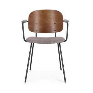 Chaises de salle à manger à accoudoirs bois et tissu (lot de 2) JADE - HELLIN