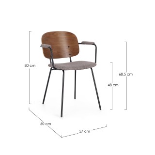 Chaises de salle à manger à accoudoirs bois et tissu (lot de 2) JADE - HELLIN