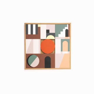Tableau en bois taquin ruelles du souk 48 x 48 - RIAD