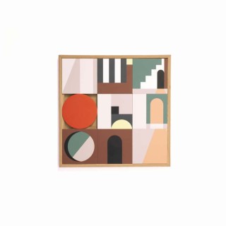 Tableau en bois taquin ruelles du souk 48 x 48 - RIAD