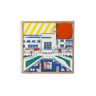 Tableau en bois taquin villa cavrois 48 x 48 villa