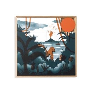 Tableau en bois taquin jungle 63 x 63 protective island
