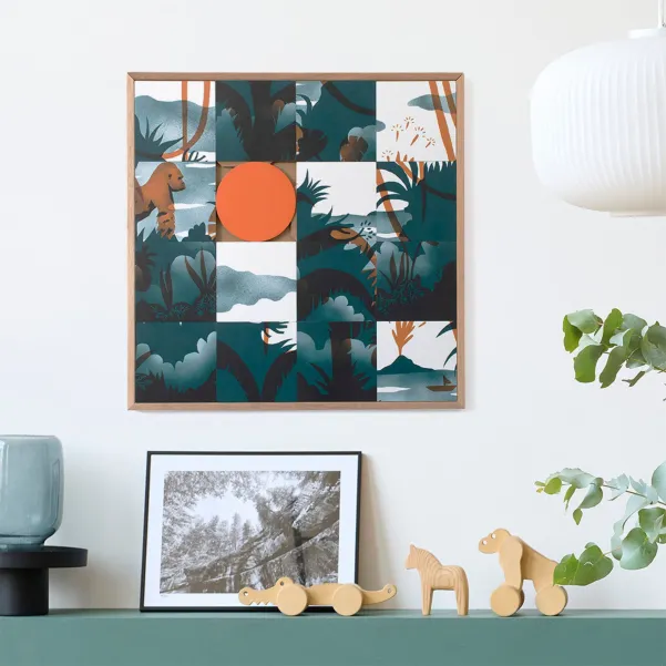 Tableau en bois taquin jungle 63 x 63 PROTECTIVE ISLAND - HELLIN