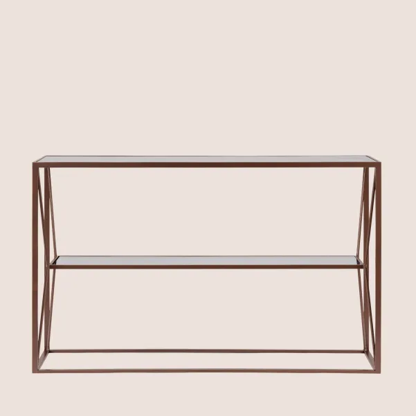 Console en métal marron et double plateau en verre L120 THEIA - HELLIN